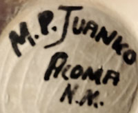 Artist signature of Marie Juanico (b. 1937) Acoma Pueblo