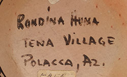 Artist signature of Rondina Huma (b.1947) Hopi Pueblo, Hopituh Shi-nu-mu