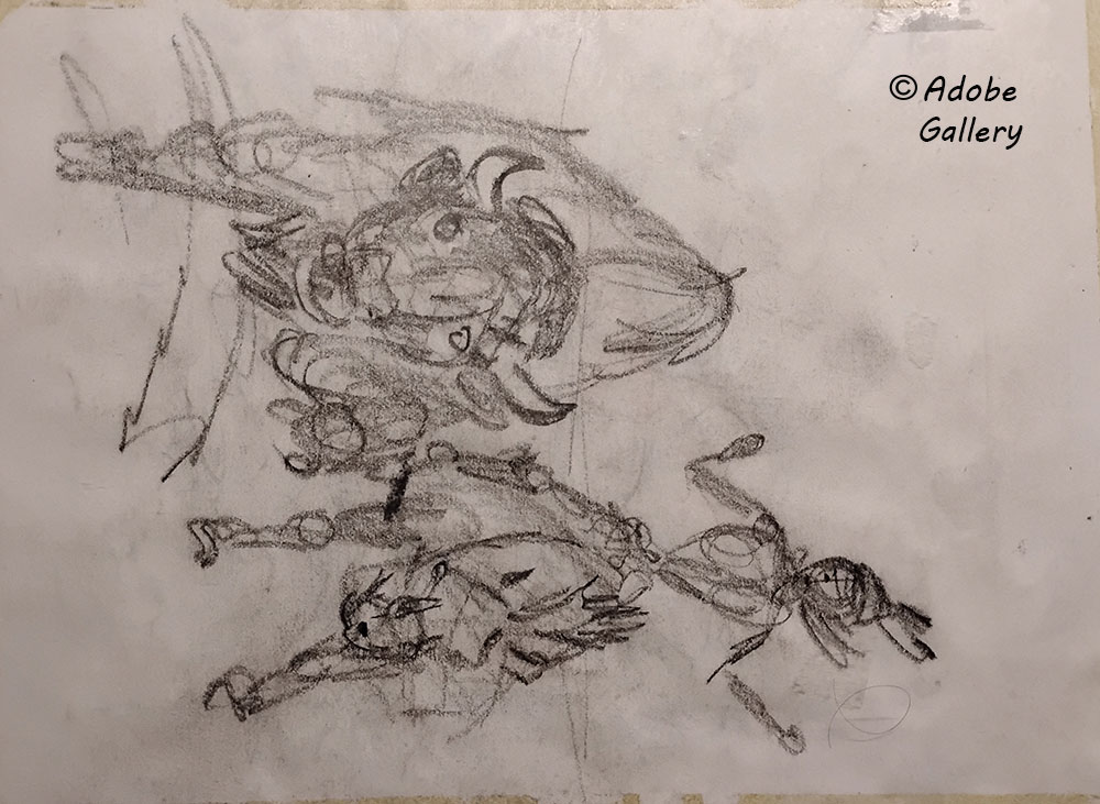 A bonus with this painting is an additional pencil sketch on the back of the watercolor paper. It is a rough sketch of a Diné on horseback chasing a bison. It is very preliminary in style and perhaps was a thought for a future work. A bonus with this painting is an additional pencil sketch on the back of the watercolor paper. It is a rough sketch of a Diné on horseback chasing a bison. It is very preliminary in style and perhaps was a thought for a future work.