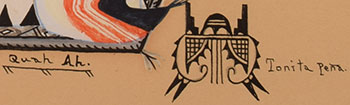 San Ildefonso Pueblo artist signature of Tonita Vigil Pe&ntilde;a (1893-1949) Quah Ah