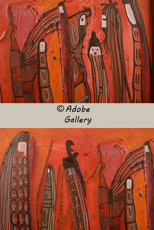 Close up view of sections of this painting.