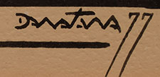 Artist signature of Milland Lomakema (1941-2021) Dawakema - Hopi Pueblo, Hopituh Shi-nu-mu