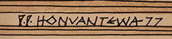 Artist signature of Terrance Talaswaima (1939-1988) Honvantewa  (Bear Making Tracks) - Hopi Pueblo, Hopituh Shi-nu-mu