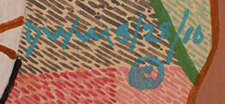 Date and artist signature of Milland Lomakema (1941-2021) Dawakema - Sun Made of Hopi Pueblo, Hopituh Shi-nu-mu