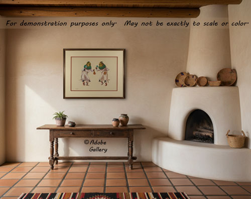 Alternate view of this painting shown in a southwestern home. Alternate view of this painting shown in a southwestern home.