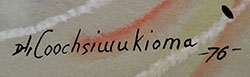 Hopi Pueblo artist signature of Delbridge Honanie (1946-2017) Coochsiwukioma (Falling White Snow)