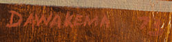 Signature of Hopi Pueblo artist Milland Lomakema (1941-2021) Dawakema