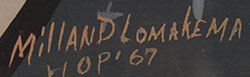 Artist signature of Milland Lomakema (1941-2021) Dawakema (often translated as "Sun Making Tracks" or "Sun House" or 'Sun Made") Hopi Pueblo