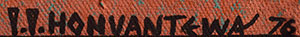 Hopi Pueblo artista signature of Terrance Talaswaima (1939-1988) Honvantewa