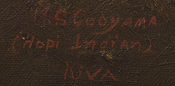 Artist signature of Homer S. Cooyama (1897&ndash;1982) Hopi Pueblo, Hopituh Shi-nu-mu