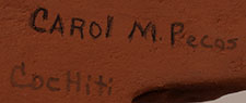 Artist signature of Carol M. Pecos (b. 1934) Cochiti Pueblo