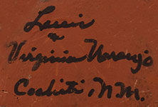 Artists&rsquo; signatures of Louis Naranjo (1932-1997) and Virginia Naranjo (1932-2014) Cochiti Pueblo