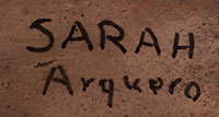 Artist signature of Sarah Arquero (b. 1938) Cochiti Pueblo