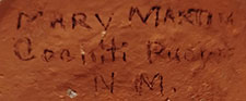 Cochiti Pueblo artist signature of Mary Martin (1927-2011) Tsiranitsia