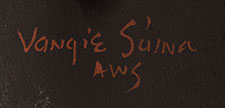 Artist signature of Mary Vangi Evangeline Suina (b. 1959 Cochiti Pueblo