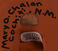 Artist signature of Mary O. Chalan, Cochiti Pueblo Potter