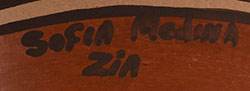 Artist signature of Sofia Pino Medina (1932 - 2010) Zia Pueblo