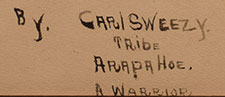 Southern Arapaho artist signature of Carl Sweezy (1879-1953) Wattan