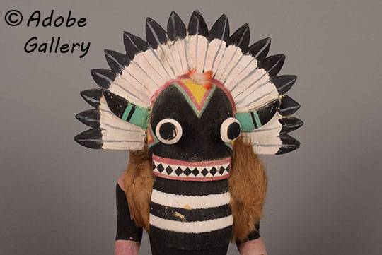 Close up view of the face of this Katsina Doll.