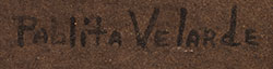 Artist signature of Pablita Velarde (1918-2006) Tse Tsan ("Golden Dawn") Santa Clara Pueblo