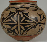 Tesuque Pueblo Polychrome Olla with Red Rim