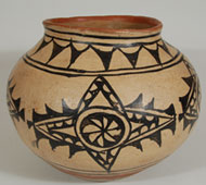San Ildefonso Pueblo Polychrome Jar with Red Rim