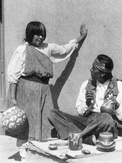 Artist photo image of Susana and Joe Aguilar courtesy of Gregory Schaaf, Pueblo Indian Pottery, 750 Artist Biographies, page 156.