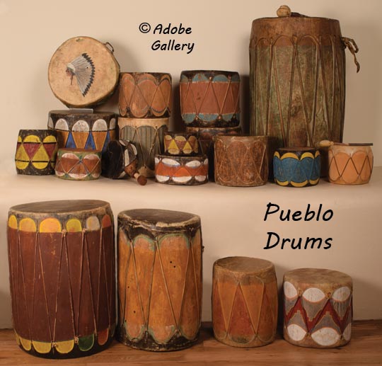 Historic Cochiti Pueblo Painted Drums